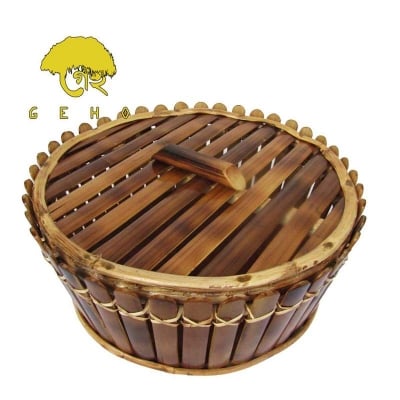 Picture of Bamboo Made Roti Basket with Lid-Brown
