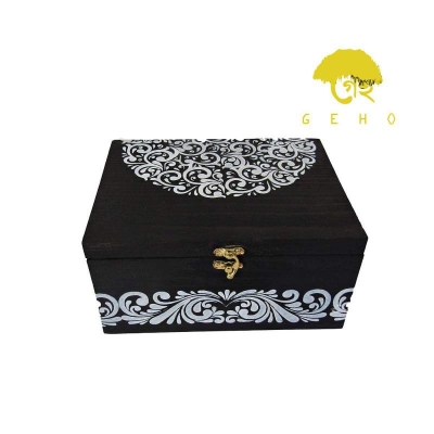 Picture of Trendsetter -Upscale Living -Handpainted Alpona Wooden Accent Storage Box- Inventive Choice Preferble - Low Hassle and Maintanance-Multicolor