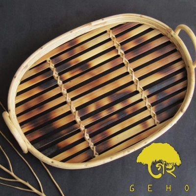 Picture of Bamboo Made Oval Tray-Multicolor