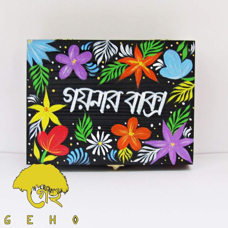 Picture of Handpainted Wooden Jewellery Box- Floral Goynar Baksho-Multicolor