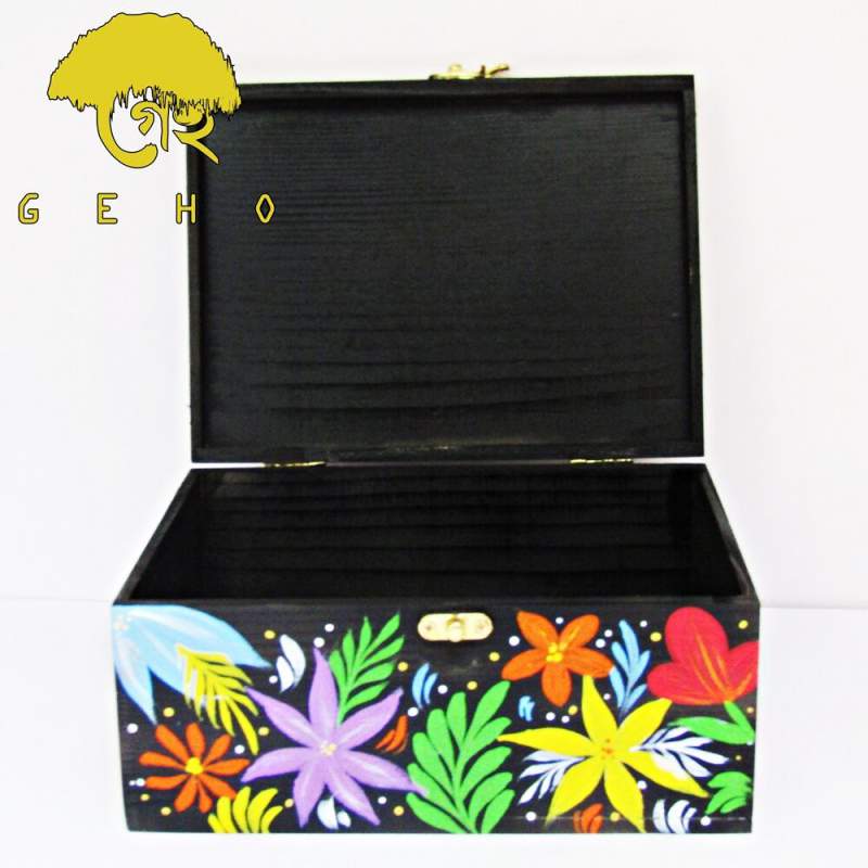Picture of Handpainted Wooden Jewellery Box- Floral Goynar Baksho-Multicolor