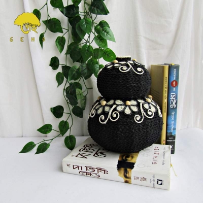 Picture of Handcrafted Small Matka Jute Vase-Multicolor