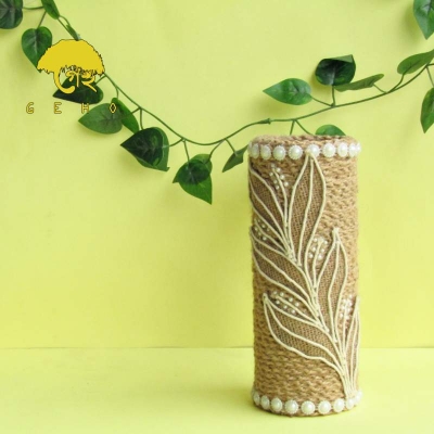 Picture of Handcrafted Cylindrical Jute Vase-Multicolor