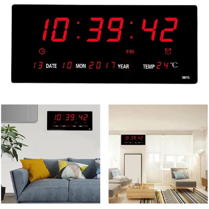 Picture of LED Digital Number Clock Wi-Fi Camera HD 1080P Pixels Camera DVR P2P with battery backup and voice with Timer_ Alarm Clock_ Snooze Function_ Temperature Display - Black