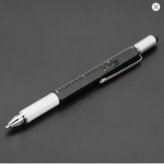 Picture of 6 in 1 Multifunctional Pen Touch Screen Stylus Capacitive Pen with Screwdriver Ruler Levelgauge Refillable Ballpoint Pencil Tool - Black