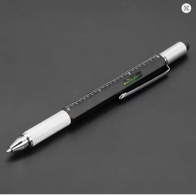 Picture of 6 in 1 Multifunctional Pen Touch Screen Stylus Capacitive Pen with Screwdriver Ruler Levelgauge Refillable Ballpoint Pencil Tool - Black