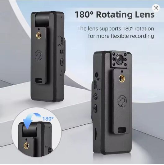 Picture of 4K Body Camera w/ Audio /Video Recording Wearable Body Cam WiFi Camera Camcorder with 180° Rotatable Lens Night Vision Lights - Black