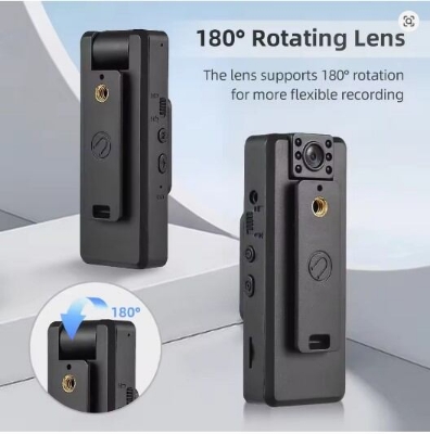 Picture of 4K Body Camera w/ Audio /Video Recording Wearable Body Cam WiFi Camera Camcorder with 180° Rotatable Lens Night Vision Lights - Black