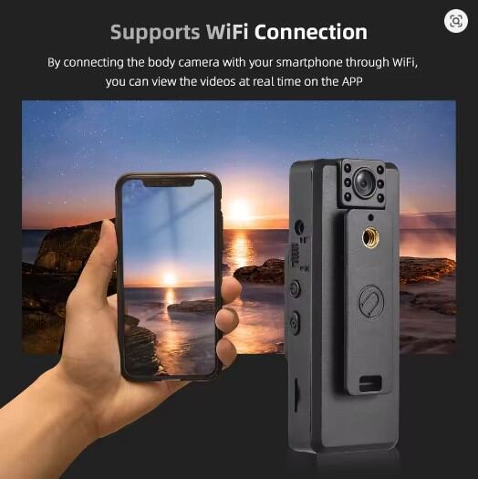 Picture of 4K Body Camera w/ Audio /Video Recording Wearable Body Cam WiFi Camera Camcorder with 180° Rotatable Lens Night Vision Lights - Black