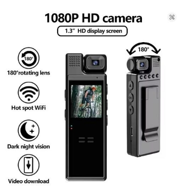 Picture of 4K HD Motion Detection and Night Vision Sports Camera Portable Mini Video Recorder with WiFi 64G Memory Loop Recording Waterproof Clip-On - Black