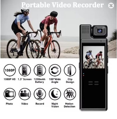 Picture of 4K HD Motion Detection and Night Vision Sports Camera Portable Mini Video Recorder with WiFi 64G Memory Loop Recording Waterproof Clip-On - Black