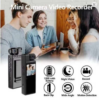Picture of 4K HD Motion Detection and Night Vision Sports Camera Portable Mini Video Recorder with WiFi 64G Memory Loop Recording Waterproof Clip-On - Black