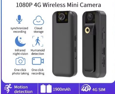 Picture of 2MP 4G Mini Wireless Camera High Definition Phone Remote Video Recorder Worn Police Small Body Camera Night Vision best camera - Black