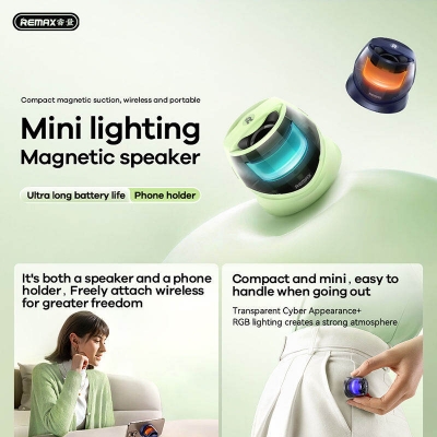 Picture of Remax Popular Bluetooth Small Speaker_ Magnetic Light Speaker Portable with Bracket Desktop Home 