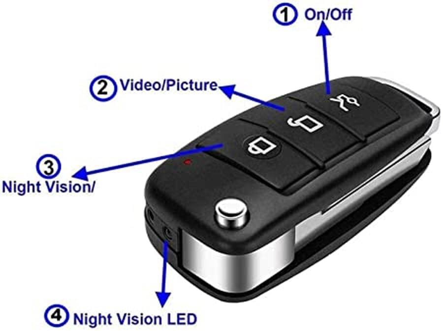Picture of Car Keychain Camera with Nightvision Mode and Battery Backup Car Keychain - Black