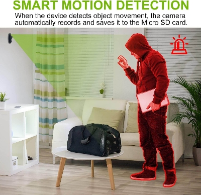 Picture of Camera HD 1080P Camera Clothes Coat Hook Video Recorder with Motion Detection Clothes Rack for Home/Office Security with battary backup - Black