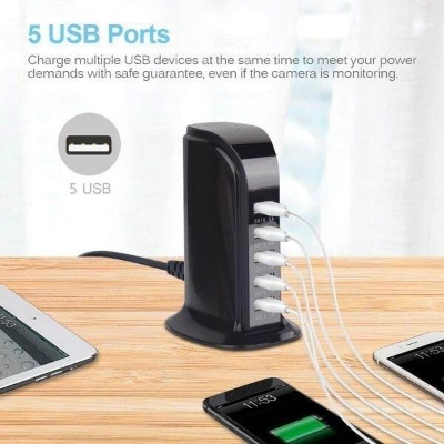 Picture of IP Wifi Camera Charger 5 Ports USB Ultra HD 4K HD Multi Port USB Hub - Black