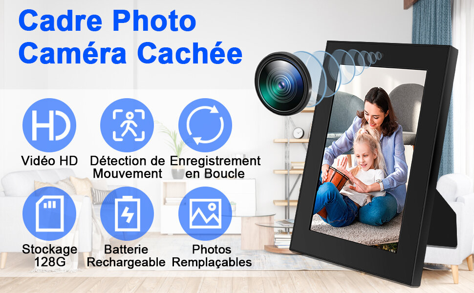Picture of WiFi Photo Frame 1080P Full HD WiFi Camera_ Real Time View_for Home Office Security Camera_ Nanny Camera with Battery backup - Black