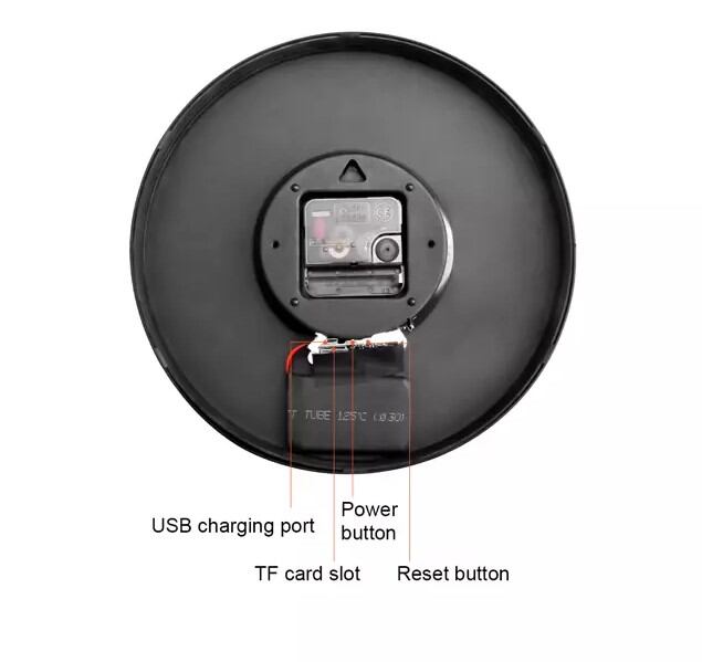 Picture of HD 1080P 4K Wall Clock IP Wifi Camera with battery backup - White