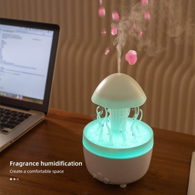 Picture of Rain Drop Humidifiers for Bedroom_ Cute Jellyfish Cloud Rain Humidifier with Remote_ 300ml Cloud Humidifier Rain Drop_ Cool mist humidifier