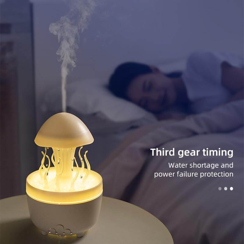 Picture of Rain Drop Humidifiers for Bedroom_ Cute Jellyfish Cloud Rain Humidifier with Remote_ 300ml Cloud Humidifier Rain Drop_ Cool mist humidifier