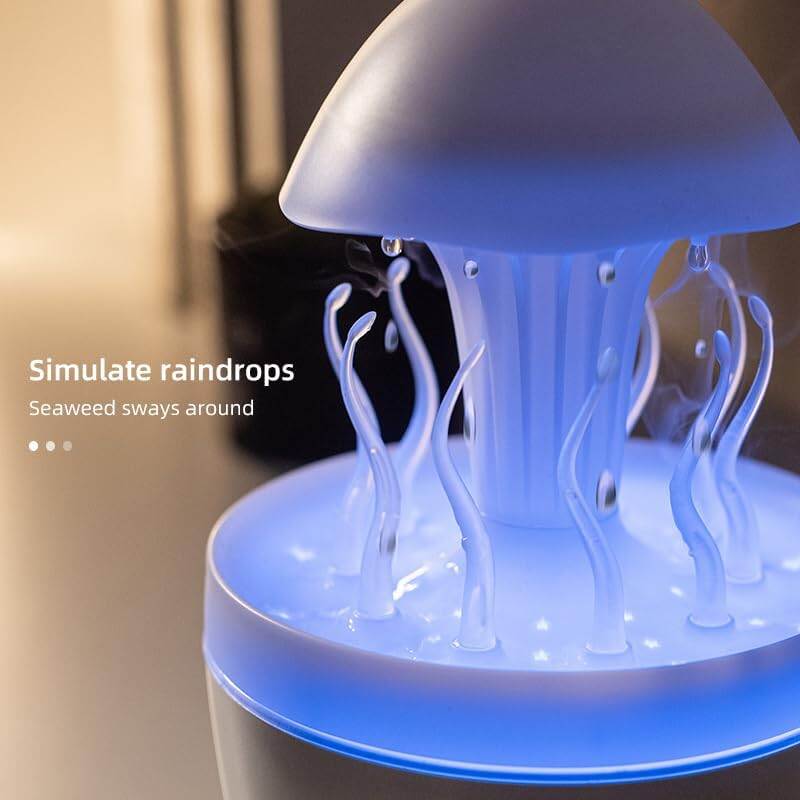 Picture of Rain Drop Humidifiers for Bedroom_ Cute Jellyfish Cloud Rain Humidifier with Remote_ 300ml Cloud Humidifier Rain Drop_ Cool mist humidifier