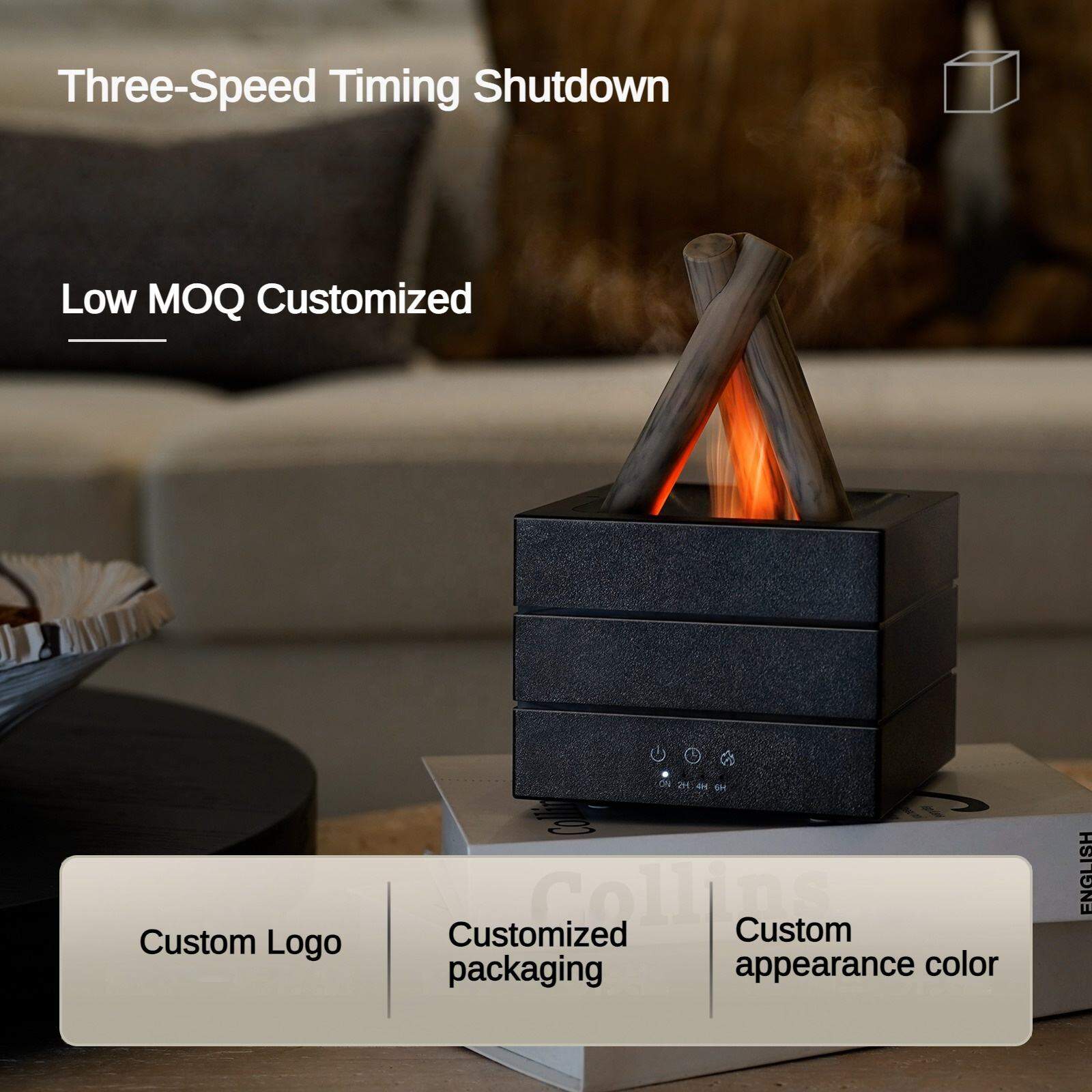 Picture of Simulated Colorful Flame Bonfire Atmosphere Night Light with Air Humidifier Remote Control Home Essential Oil Aroma Diffuser 