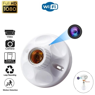 Picture of 1080P HD WIFI IP Lamp Holder Type Security Camera Support APP Remote Viewing camera - White (64GB)