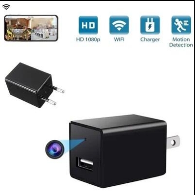 Picture of 1080P HD Camera Charger Home Security Mini WiFi Camera Power Plug Wall Adapter Nanny Cam Wireless - Black