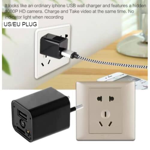 Picture of 1080P HD Camera Charger Home Security Mini WiFi Camera Power Plug Wall Adapter Nanny Cam Wireless - Black
