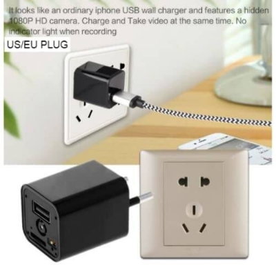 Picture of 1080P HD Camera Charger Home Security Mini WiFi Camera Power Plug Wall Adapter Nanny Cam Wireless - Black