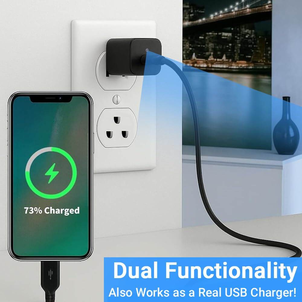 Picture of 1080P HD Camera Charger Home Security Mini WiFi Camera Power Plug Wall Adapter Nanny Cam Wireless - Black