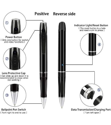 Picture of W8 Pen Camera 1080P Pocket Video Recorder Security Mini Body HD DVR cam - Black