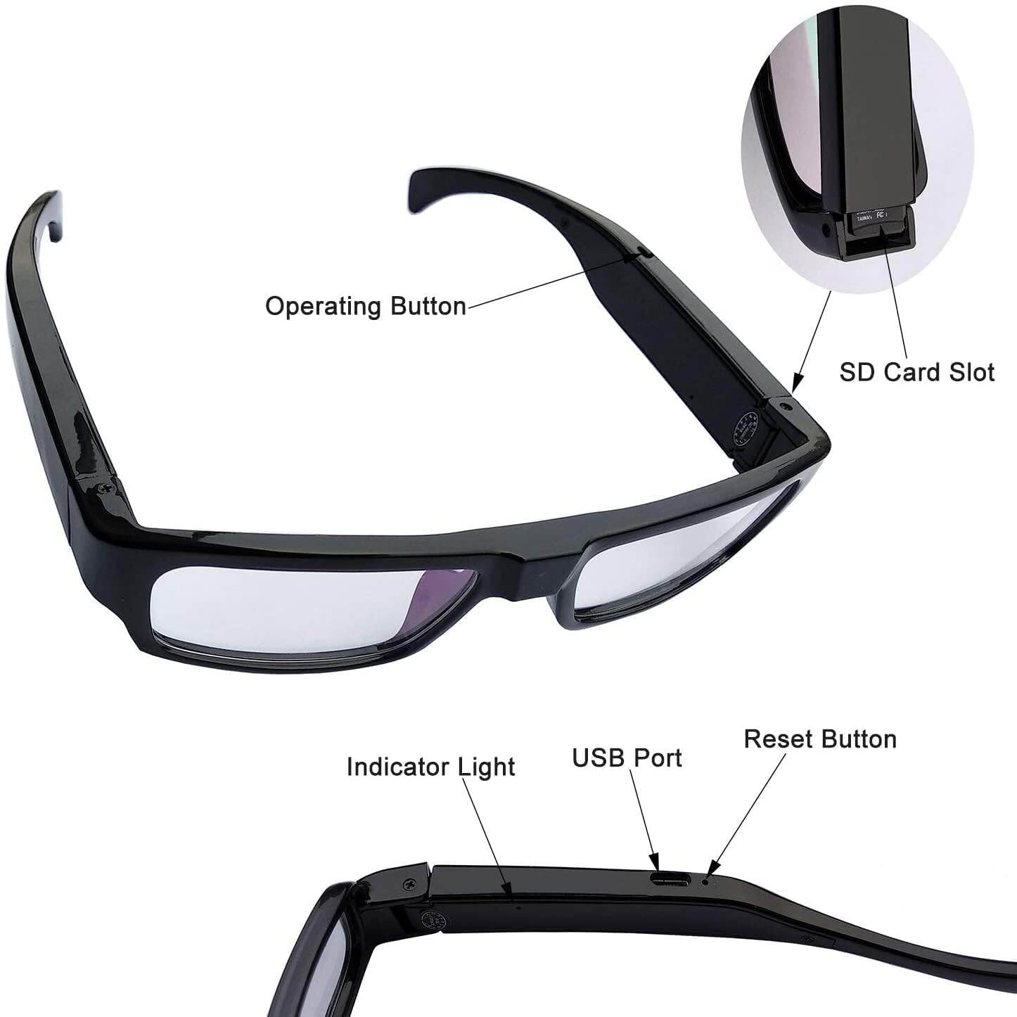 Picture of Camera Glasses HD 1080P Video Sunglasses Sports Glasses Outdoor Cycling - Black (64GB)