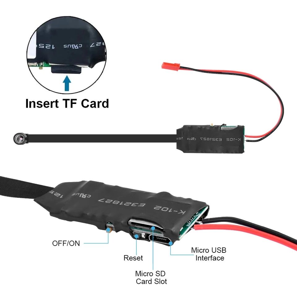Picture of Full HD 1080P Wifi ip P2P Module Mini DV DVR Wireless IP Surveillance Security Ribbon Camera - Black (64GB)