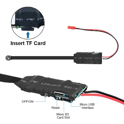 Picture of Full HD 1080P Wifi ip P2P Module Mini DV DVR Wireless IP Surveillance Security Ribbon Camera - Black (64GB)