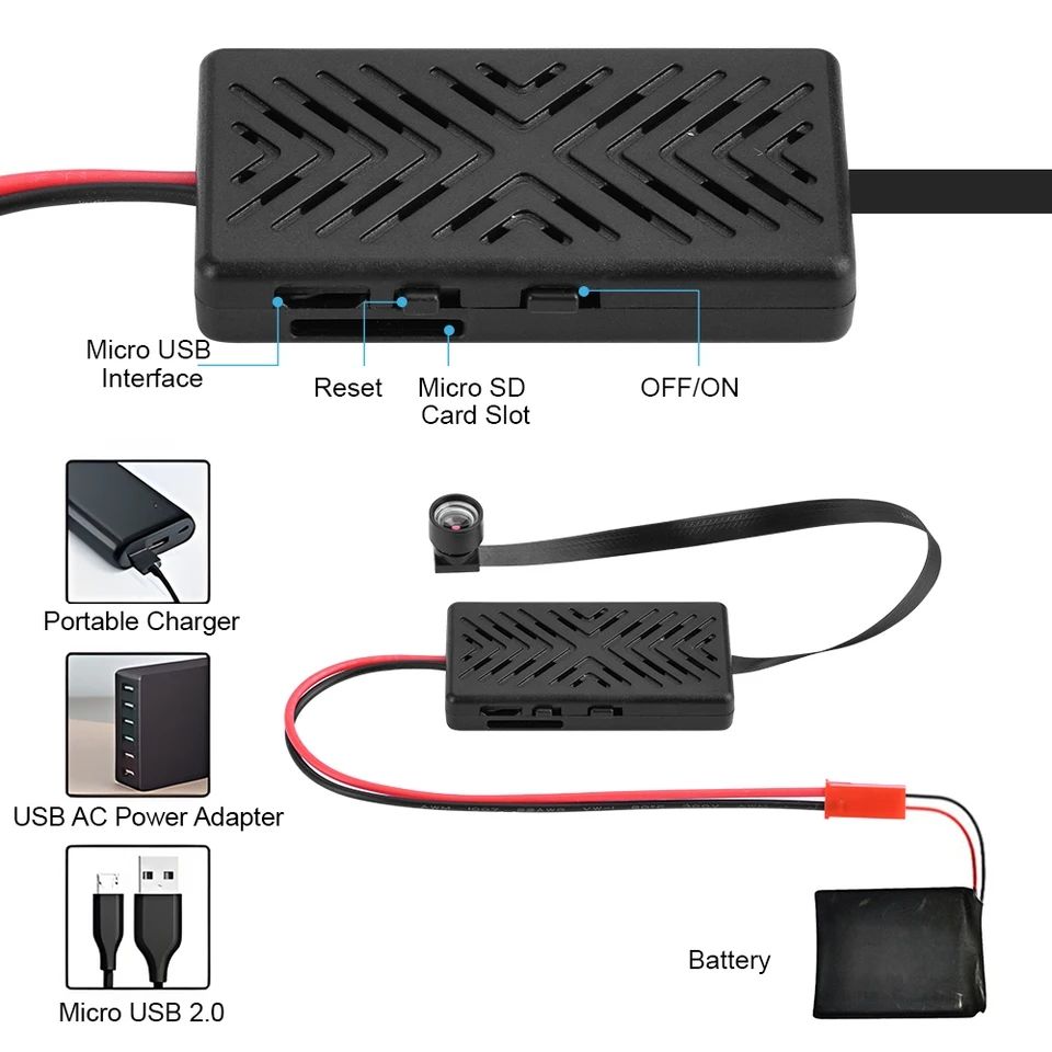 Picture of Full HD 1080P Wifi ip P2P Module Mini DV DVR Wireless IP Surveillance Security Ribbon Camera - Black (64GB)