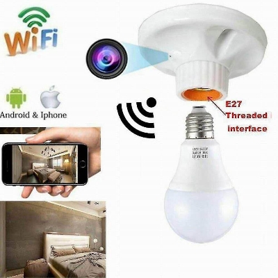 Picture of Bulb Socket Base Wireless IP Camera Lamp Holder Camara - White