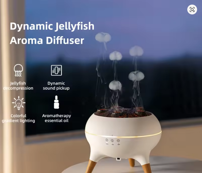 Picture of Dynamic Jellyfish Humidifier_ 7 Colors LED Lights 250ml Essential Oil Diffuser_Remote Control Humidifier for Bedroom & Office 