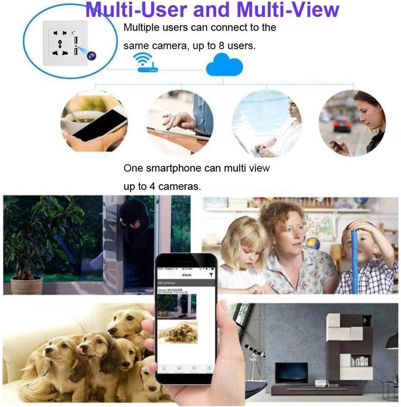 Picture of Socket Camera WiFi HD 1080P Pixels Camera DVR P2P with battery backuo and voice - White