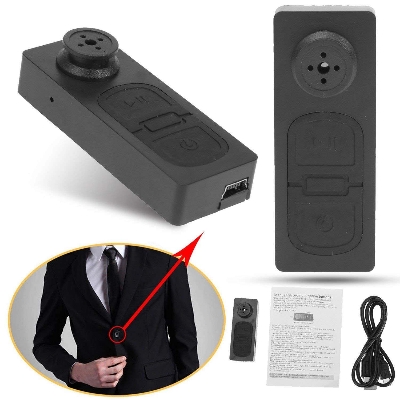 Picture of Button Camera Mini HD Audio and Video Recorder 720p Cam in Button Shape Button Cameras with SD Card Slot Support - Black