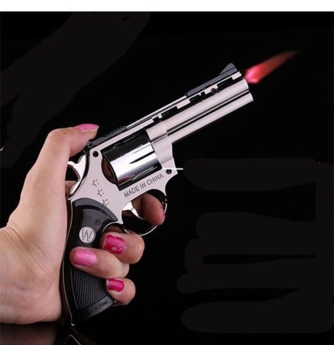 Picture of Refillable Lighter Red FlameInflatable CigGun Lighter gas - Black