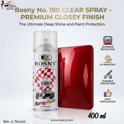 Picture of Bosny 190 Clearcoat spray for painting, Bosny lacquer spray, Clear, Bosny spray clear, Bosny spray paint clear, Bosny 190