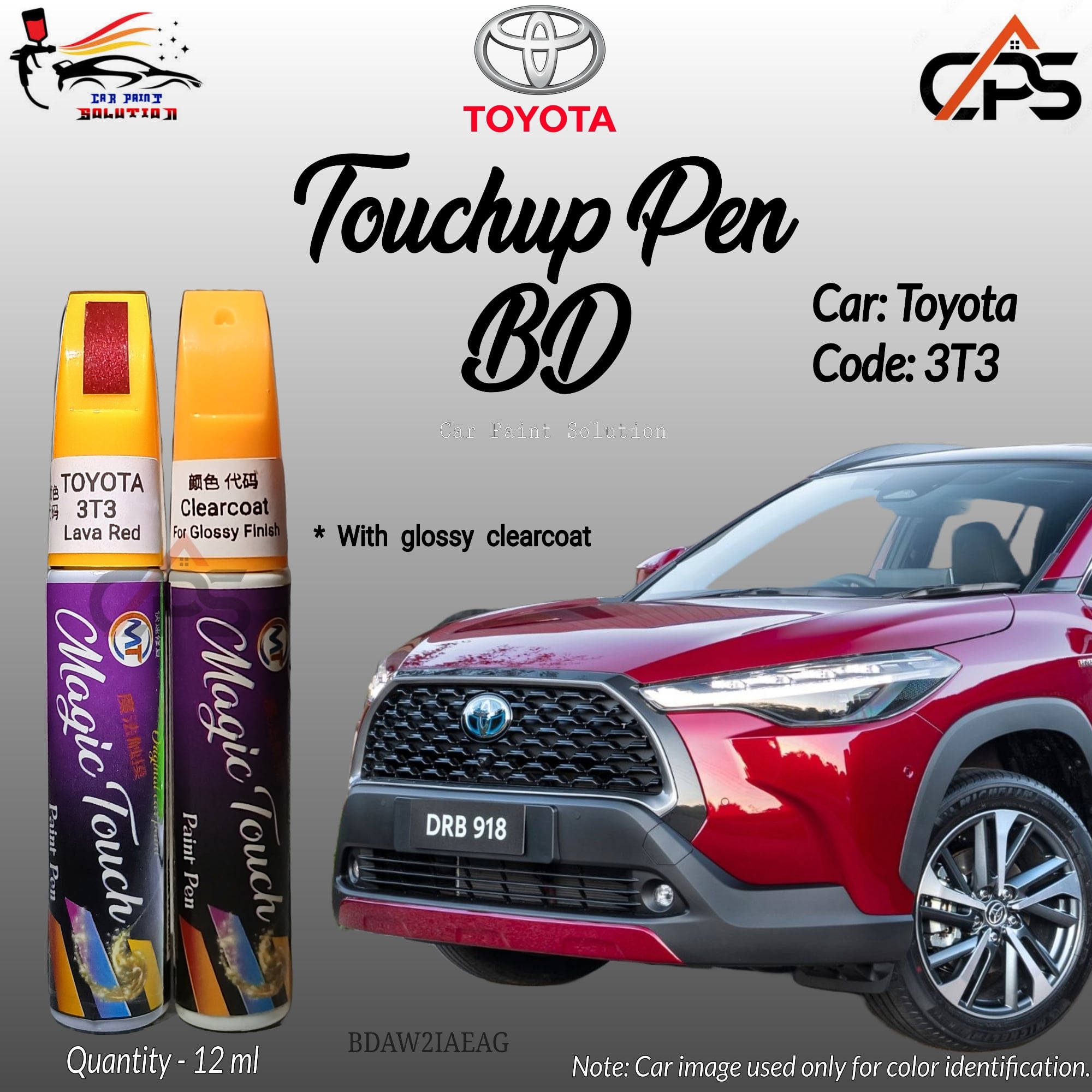 Picture of Toyota 3T3 Touchup Pen, Lava Red, Touchup Pen, Touchup Paint Pen, 3T3 Original Car Paint, Car Paint, Magic Touch Paint Pen, Scratch repair pen.