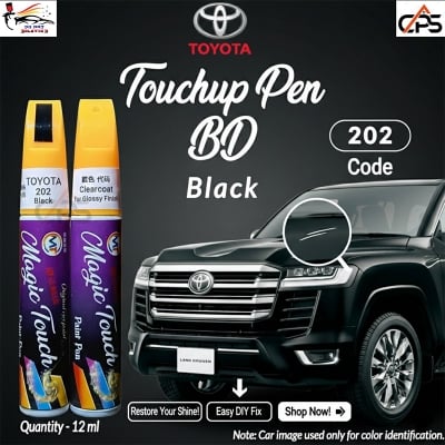 Picture of Toyota 202 Touchup Pen, Touchup Pen, Touchup Paint Pen, Car Paint Scratch Remover Pen, 202, Car Paint, Black, Solid Black
