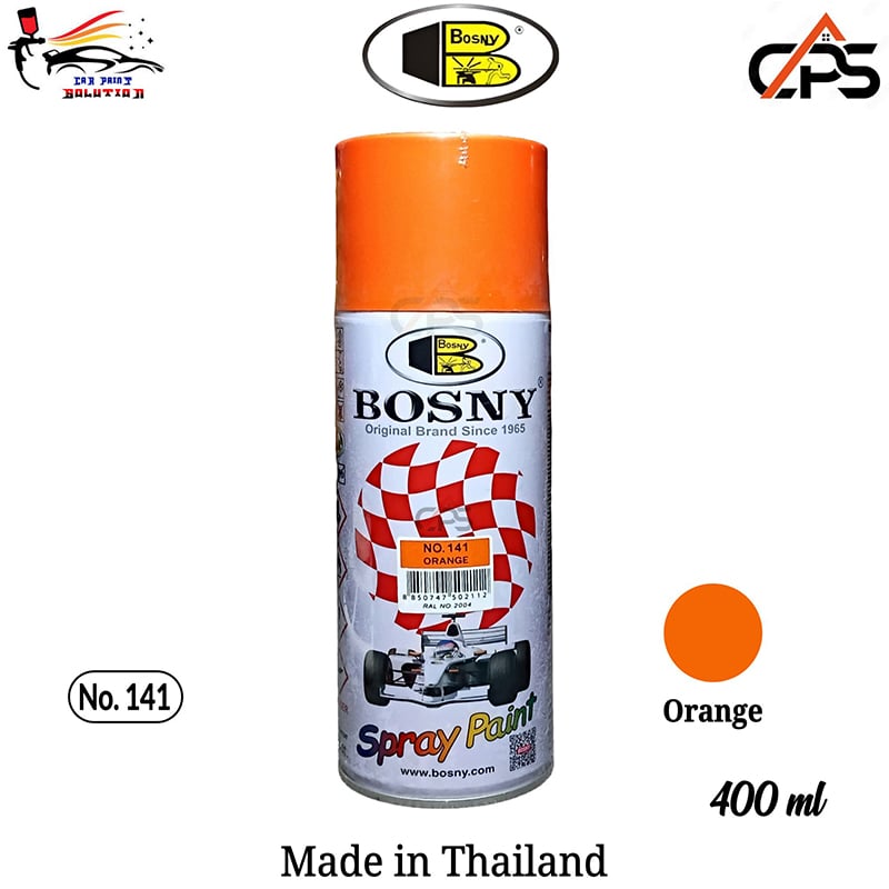 Picture of Bosny spray paint orange color for car and motorcycle, Aerosol Spray Paint (400 ml, Orange color), Bosny spray paint, Bosny Orange, Spray paint, Paint, Bosny,  Orange color, Bosny 141