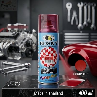 Picture of Bosny spray paint Honda red color for car and motorcycle, Aerosol Spray Paint (400 ml, Red metallic color), Bosny spray paint, Bosny Honda red, Spray paint, Paint, Bosny,  Red metallic color, Bosny 67