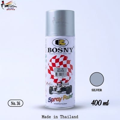 Picture of Bosny spray paint Silver color for car and motorcycle, Aerosol Spray Paint (400 ml, Silver color), Bosny spray paint, Bosny Silver, Spray paint, Paint, Bosny,  Silver color, Bosny 37
