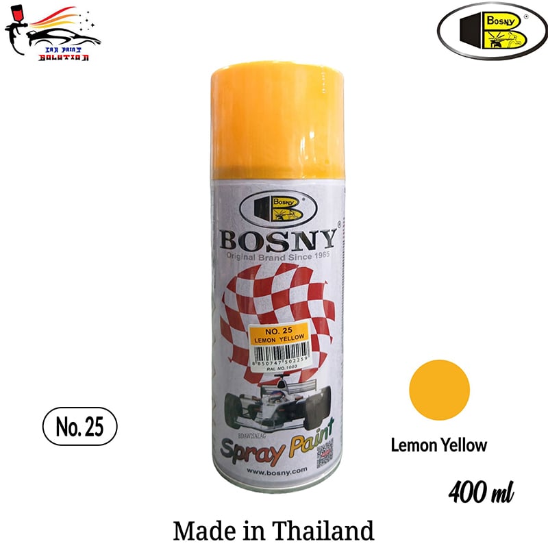 Picture of Bosny spray paint lemon yellow color for painting, Aerosol Spray Paint, Bosny spray paint, Bosny Lemon Yellow, Spray paint, Paint, Bosny, Lemon Yellow Color, Yellow, Lemon Yellow Color, Bosny 25