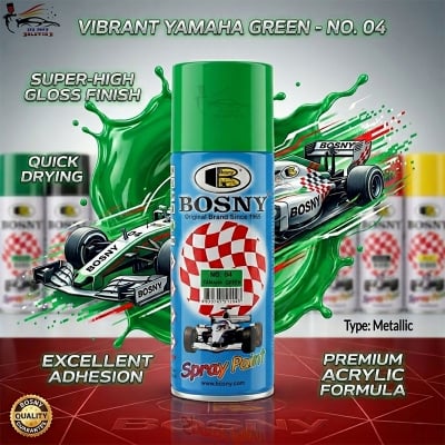 Picture of Bosny spray paint Yamaha green color for Painting, Aerosol Spray Paint, Bosny spray paint, Bosny green metallic, Spray paint, Paint, Bosny, Green Color, Red, Yamaha green Color, Bosny 04